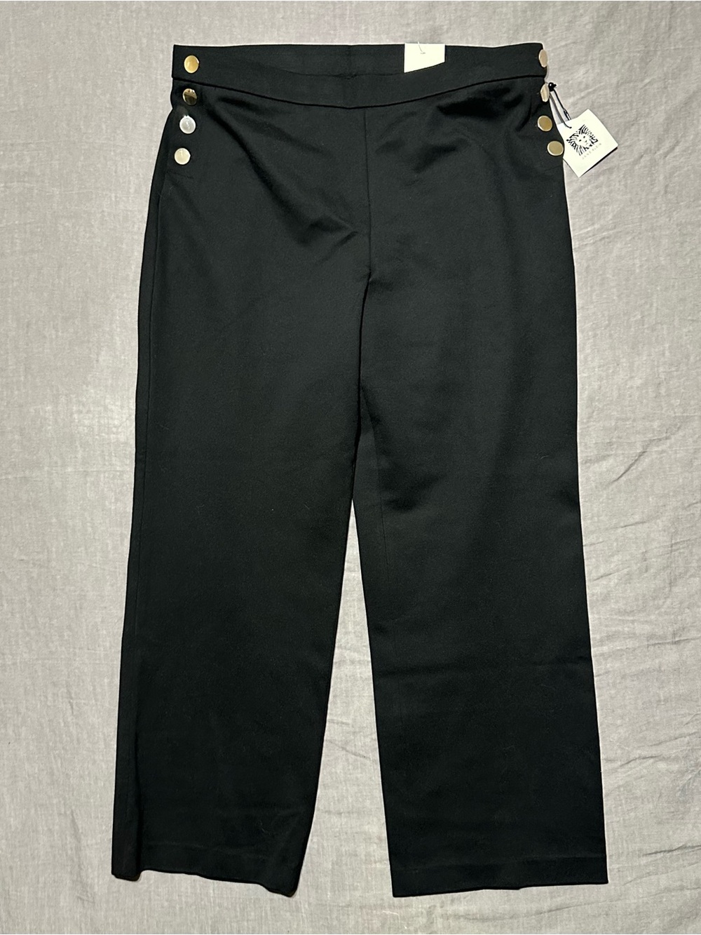 🆕 Anne Klein Black Wide-Leg Pants w/ Silver Button Accents